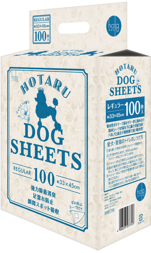 Hotaruジャスミンの香り付きペットシーツ レギュラーサイズ 33×45㎝ 100枚入リ